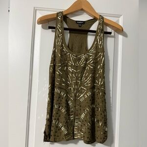 Bebe Khaki Embellished Tank Top